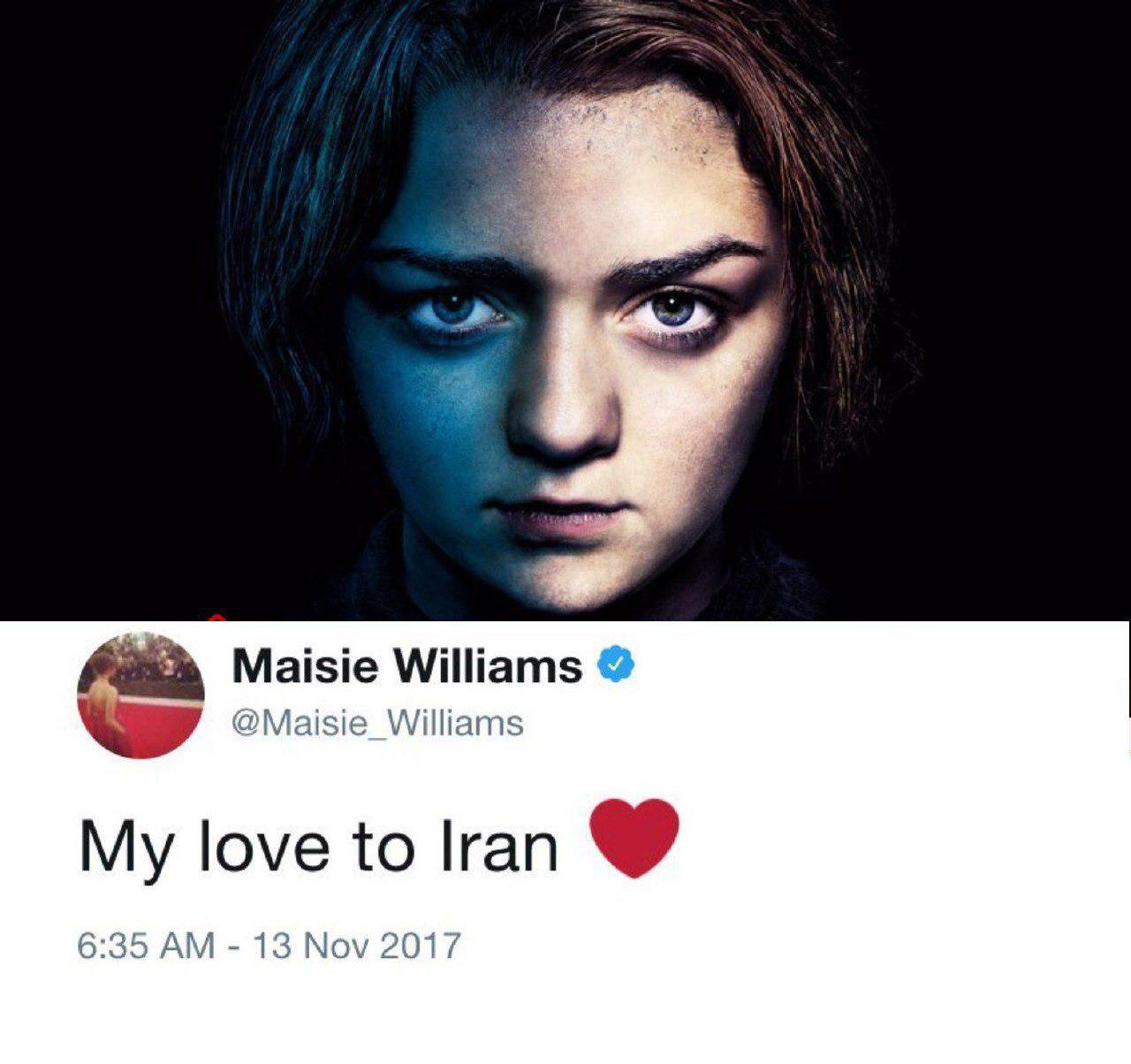 همدردی بازیگر گیم آف ترونز با زلزله زدگان ایران.