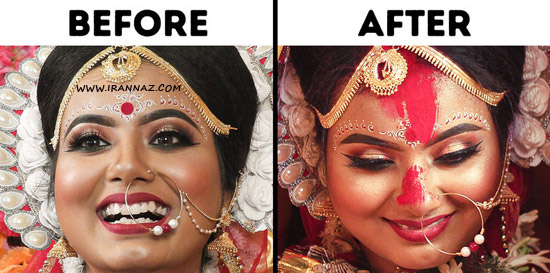 پودر قرمز به موهای عروس می زنند ، مراسم ازدواج ، عروسی در هند