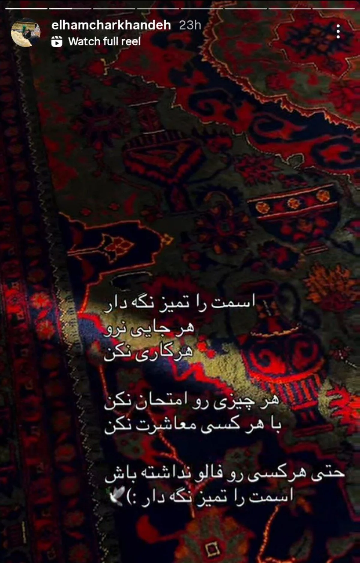 الهام چرخنده با گذاشتن این عکس در اینستاگرام خبرساز شد