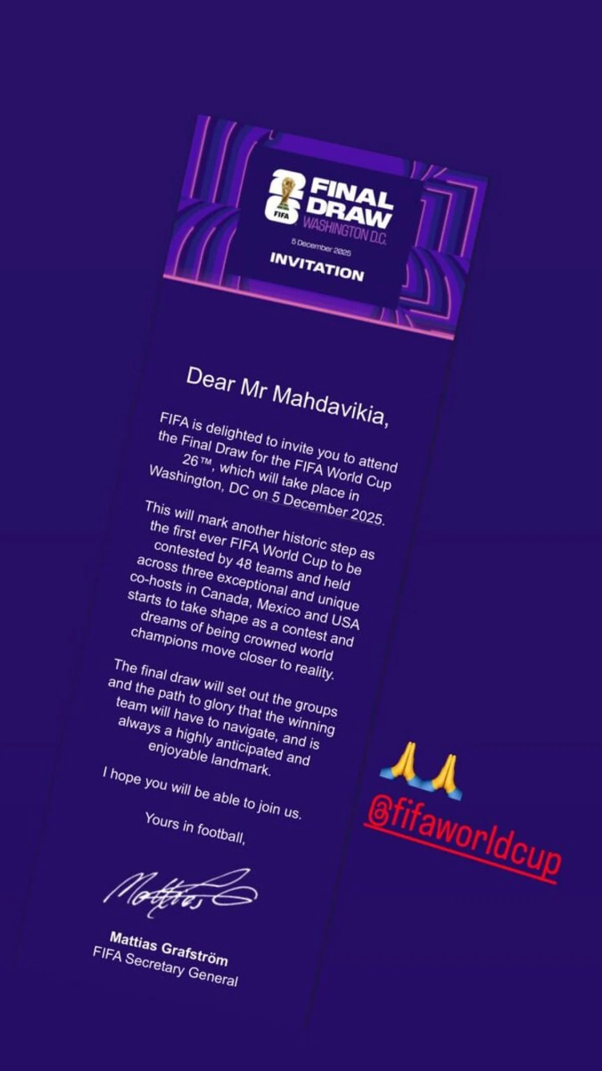 2025-12-04_22-35-52_561788-meylesokhan-ir دعوت فیفا از اسطوره فوتبال ایران برای حضور در مراسم قرعهکشی جامجهانی +عکس